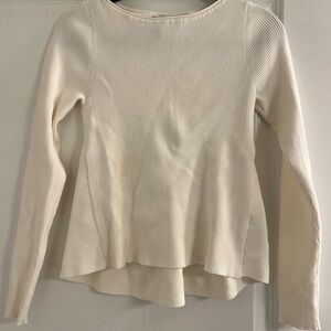 Elegant Cream Ribbed Women's Top